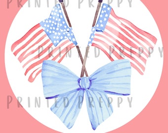 Preppy American Flags Circle PNG // Preppy Flags // Preppy Patriotic Clip Art // Fourth of July Preppy // Grandmillenial Fourth of July