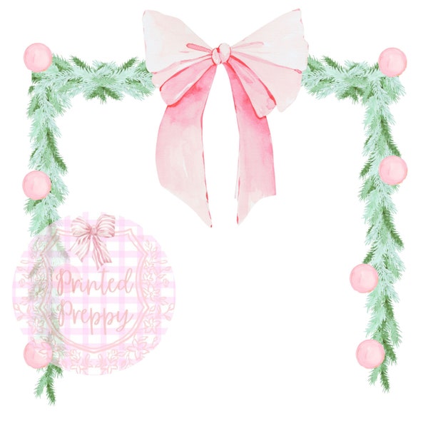 Grandmillennial Swag with Single Pink Bow PNG // Pink Coquette Room Decor PNG // Digital Download