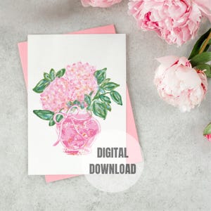 Pink Hydrangeas with Orange PNG - Grandmillenial Digital Art - Instant Download // Preppy Clipart // Southern Charm // Summer PNG image 8