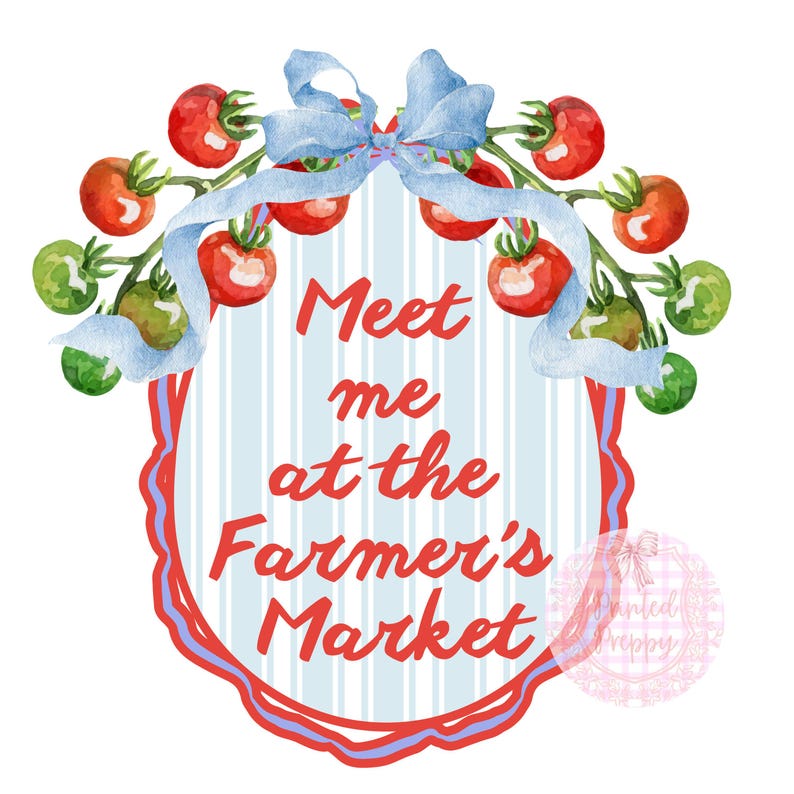 Tomato Girl Summer Farmer's Market PNG / Farmer's Market Bow clipart / Coquette Farmer's Market / Watercolor Tomato / Trendy Summer PNG