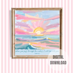 Coastal Scripture Sunrise PNG Clip Art Digital Watercolor Pastel Beach Summer Women's Retreat Shirt Image Christian Preppy