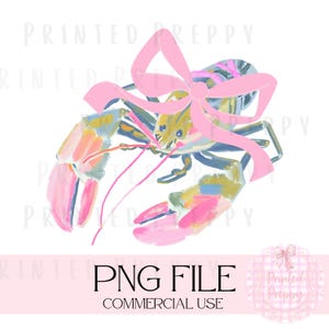 Homard pastel preppy PNG - téléchargement numérique / esthétique pêcheur preppy / graphique de voyage à la plage / / grand-mère côtière