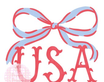Preppy USA bow  PNG // Preppy Bow American Girl // Preppy Patriotic Clip Art // Kid's Fourth of July Shirt Preppy // Grandmillenial