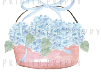 Hydrangea Basket Clipart: Digital PNG for Grandmillennial & Cottagecore Designs, Instant Download //Grandmillennial // southern charm