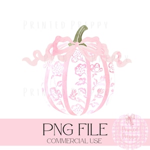 Citrouille chinoise avec noeud PNG // Preppy automne // Citrouille rose preppy // Chinoiseries automne // Citrouille grand-millénaire