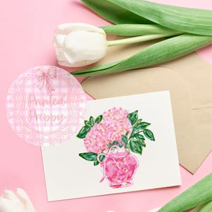 Pink Hydrangeas with Orange PNG - Grandmillenial Digital Art - Instant Download // Preppy Clipart // Southern Charm // Summer PNG image 3