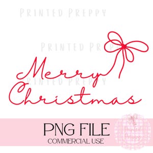 Testo preppy di buon Natale con fiocco PNG // Download digitale // Cartolina di Natale Buon Natale //