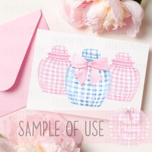 Adrette Gingham Ginger Gläser // Gingham Ginger Jar / Grandmillennial / Blau und Weiß Dekor / Rosa Gingham / Kokette Dekor