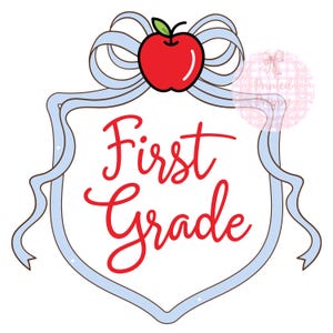 First Grade Back to School Crest // Teacher Gift / First Day of School Preppy Style - Digital Download