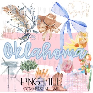 Oklahoma Preppy PNG und JPG / Preppy Oklahoma Aquarell / Digitale Oklahoma Preppy Girl Trip Grafik