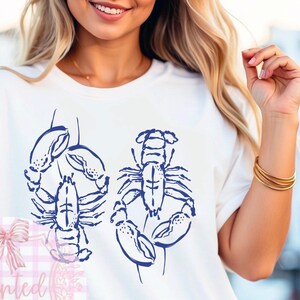 Langosta preppy PNG - Descarga digital / PNG de verano / Estética de pescador preppy // PNG de playa // Abuela costera