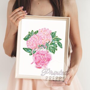 Pink Hydrangeas with Orange PNG - Grandmillenial Digital Art - Instant Download // Preppy Clipart // Southern Charm // Summer PNG image 5