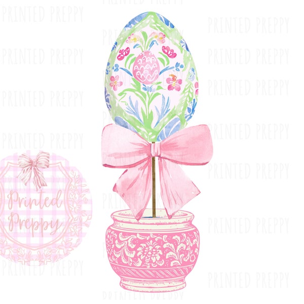 Easter Egg Topiary Clipart PNG // Preppy Easter Digital Graphics // Instant Download // Grandmillennial Easter