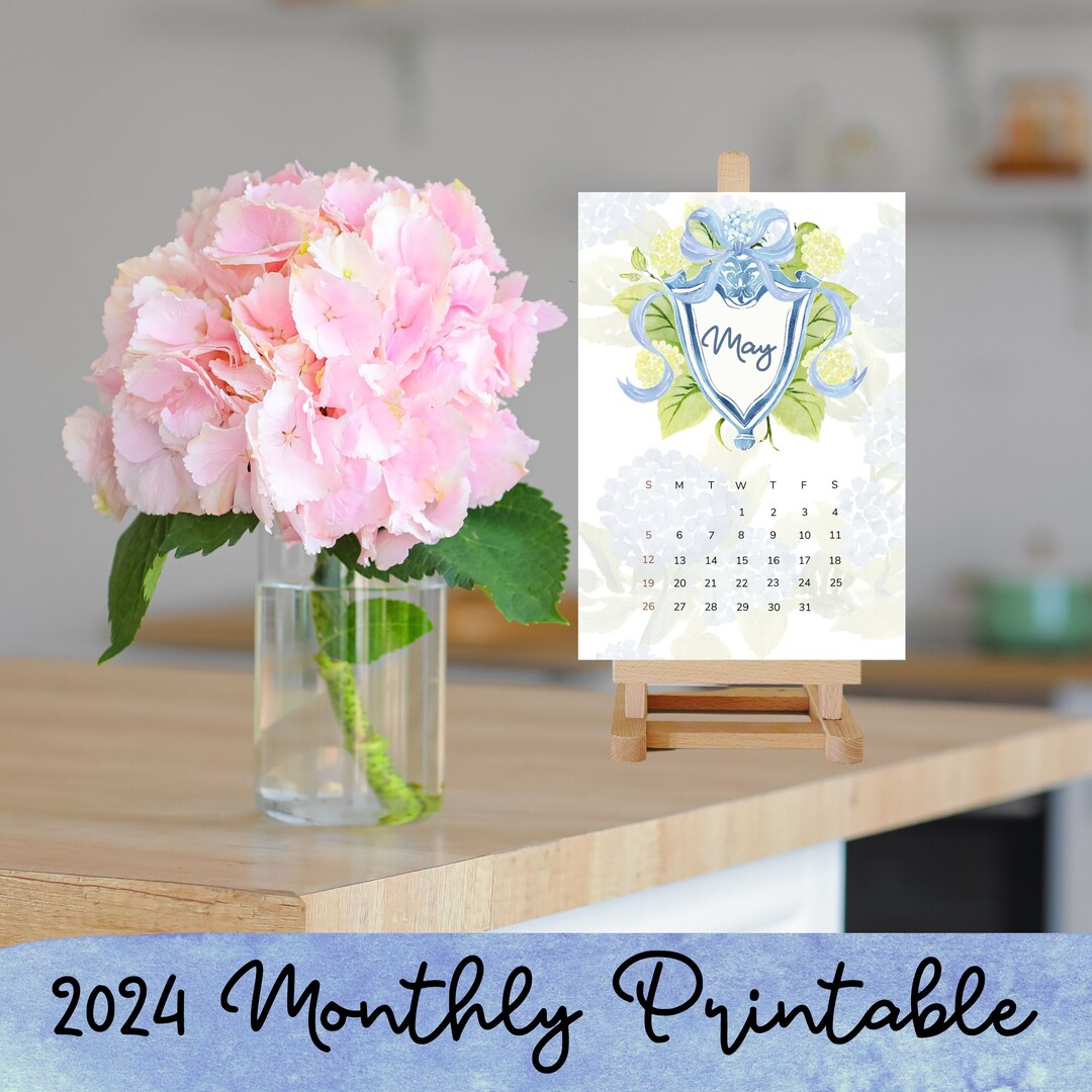 Chinoiserie 2024 Printable Calendar/ Printable Preppy Calendar ...