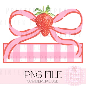 Erdbeere Schleife Name Box PNG | Erdbeere Coquette Bogen | Sommer PNG | Preppy Monogramm für Kinder Shirts | Druckbare Namensetikett