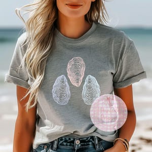 Conchas de ostras pastel preppy PNG - Descarga digital // Estética de pescador preppy // Gráfico de viaje a la playa // Abuela costera