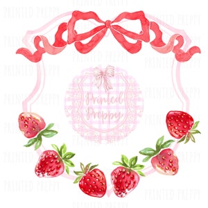 Aquarelle BCBG aux fraises / PNG été / Clipart grand millénaire / Clip Art anniversaire BCBG aux fraises