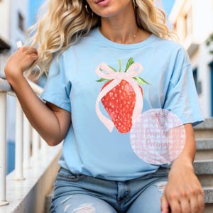Kokette Erdbeere Clipart / Sommer PNG / Erdbeere mit rosa Schleife PNG / rosa Schleife Erdbeere Clipart - Instant Download // Beere Clipart