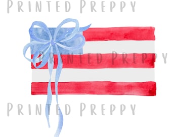 Preppy Amerikaanse vlag, png-bestand//preppy strikvlag//preppy patriottische illustraties//Preppy Fourth of July//Grandmillenial Fourth of July