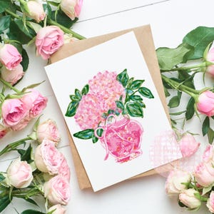 Pink Hydrangeas with Orange PNG - Grandmillenial Digital Art - Instant Download // Preppy Clipart // Southern Charm // Summer PNG image 6