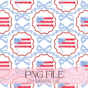 Grandmillenial American Flag Pattern PNG // Preppy Bow Flag // Preppy Patriotic Clip Art // Fourth of July Preppy // Preppy Fourth of July