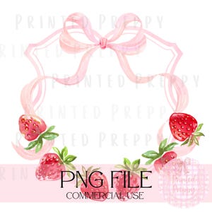 Aquarelle rose fraise preppy écusson PNG /été PNG / clipart grand millénaire / preppy fraise anniversaire Clip Art
