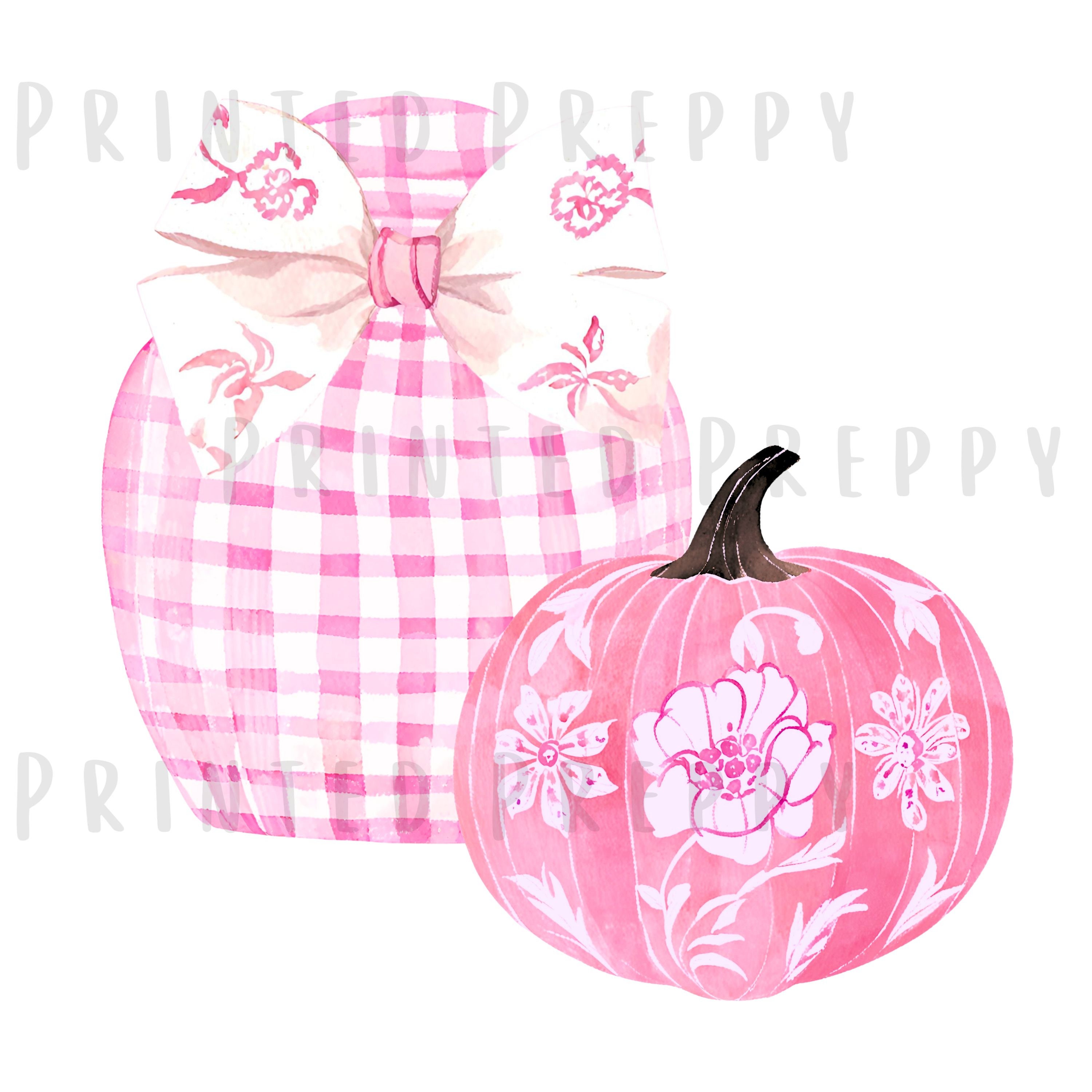 Chinoiserie Pink Pumpkin with Pink Ginger Jar  PNG // Digital Download Chinoiserie // Preppy Ginger Jar Clip Art // Fall Grandmillenial