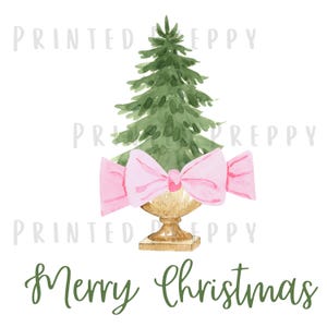 Preppy Weihnachtsbaum mit einfacher rosa Schleife PNG PNG //Pinke Weihnacht PNG // Digital Download Weihnachten // Grandmillennial