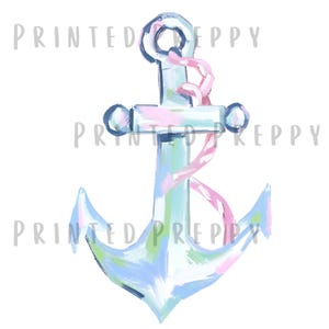 Ancla azul preppy PNG - Descarga digital / PNG de verano / Estética de pescador preppy // Gráfico de viaje a la playa // Abuela costera