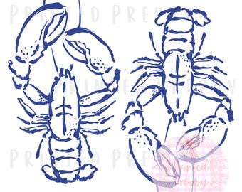 Langosta preppy PNG - Descarga digital / PNG de verano / Estética de pescador preppy // PNG de playa // Abuela costera