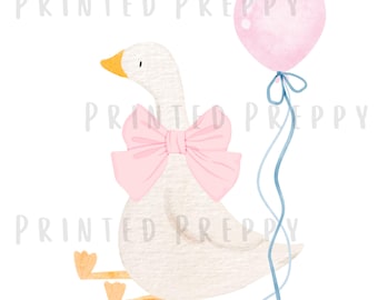 One Silly Goose PNG // Preppy Grandmillennial Baby Clipart // Preppy Shower Invitation Clip Art // 1st Birthday