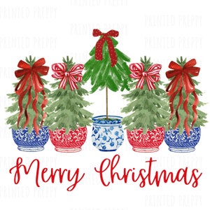Chinoiserie-kerstillustraties voor zuidelijke kerstkaarten // Chinoiserie-kerstbomen vrolijk kerstfeest, png PNGEgg //