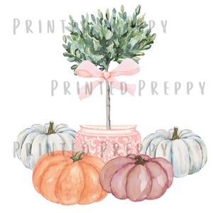 Grandmillennial chinoiserie aquarel vormsnoei met pompoenen png PNGEgg // Grandmillenial herfst // Chinoiserie roze/ Cottagecore