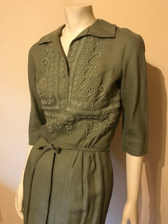 Vintage 1950s Carlye Dress Green wiggle superb des