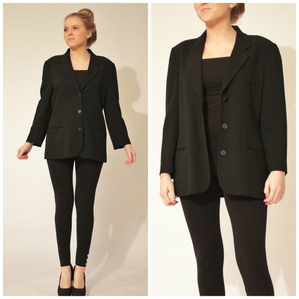 Giorgio Armani black label classic blazer jacket wool single breast 3 button Luxury Designer 42