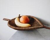 Vintage decorative rattan basket Vintage wicker bohemian home decor Rattan wicker minimalist woven wall art Midcentury boho basket art