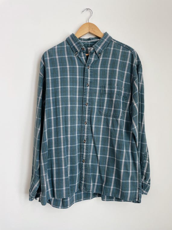 Vintage Indian Cotton Plaid Shirt – Relaxed Oversized Mens Button Down – 1990s Cotton Top