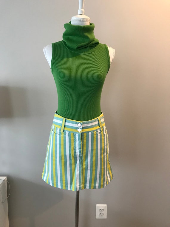 Dolce & Gabbana, Vintage Dolce & Gabbana Striped Denim Mini Skirt/Made in Italy/ Size Italian 40, size S