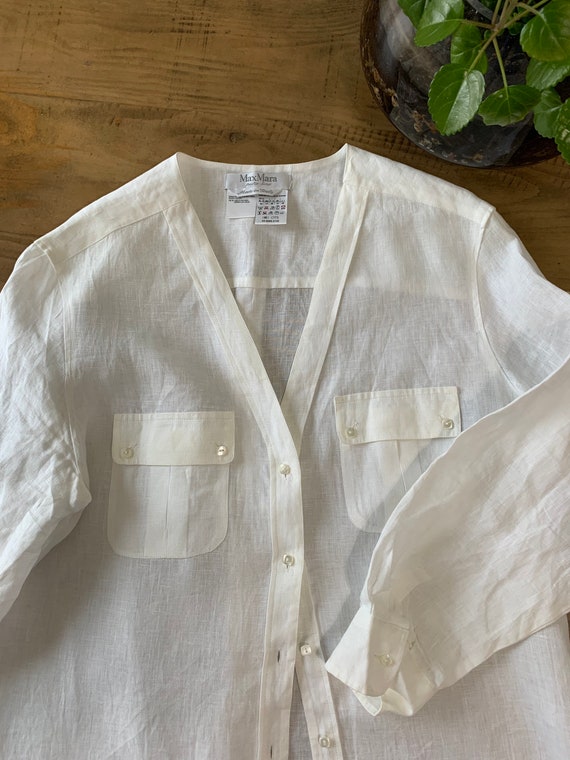 Vintage Max Mara Linen Tunic Shirt/Puro Lino/Whit… - image 2