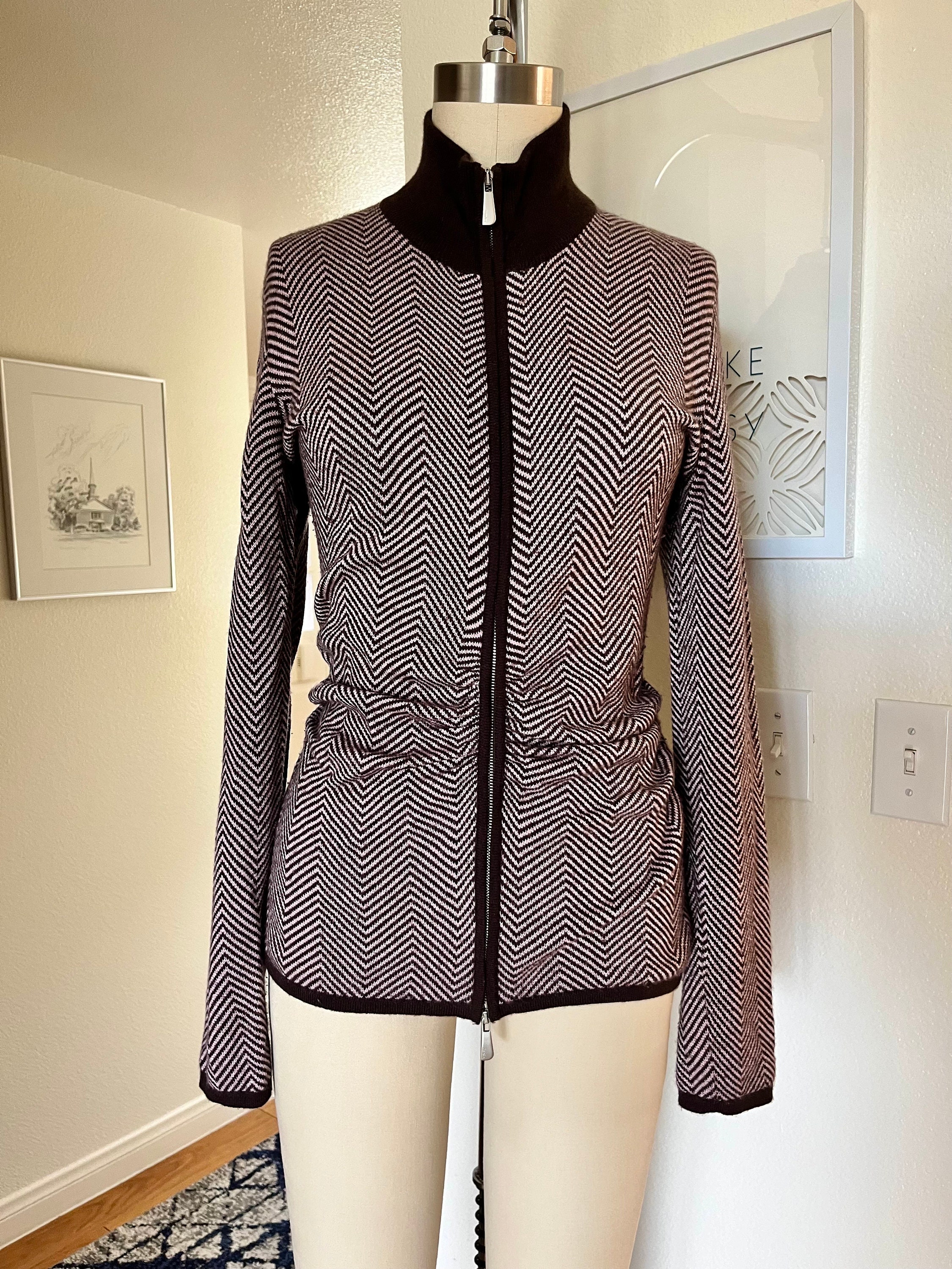 Vintage Malo Cashmere Zip Knit Top/cardigan/pleated Side/ Boutique 