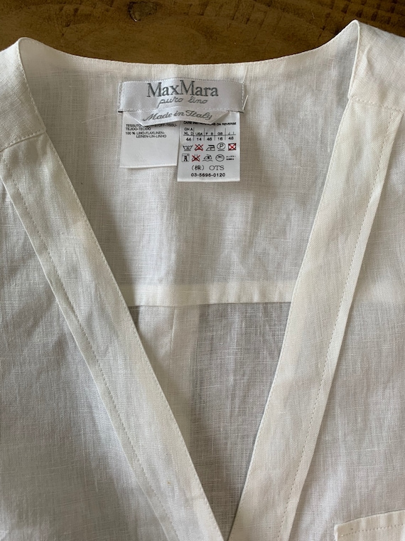 Vintage Max Mara Linen Tunic Shirt/Puro Lino/Whit… - image 6