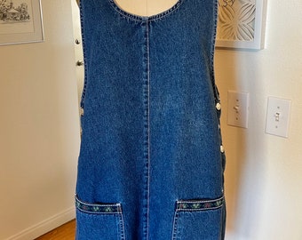 Vintage Denim Overall Dress/80s Painter Style Pants/Size Woman S-M