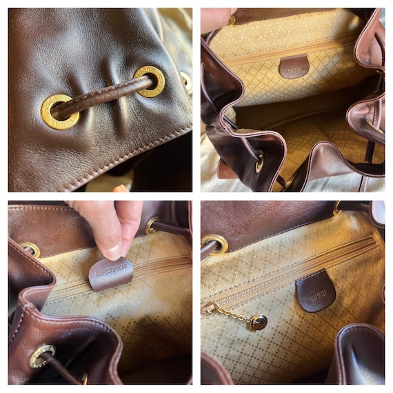 Vintage Gucci Bamboo Backsac/luxury Brand/brown Leather Bag  display picture 1