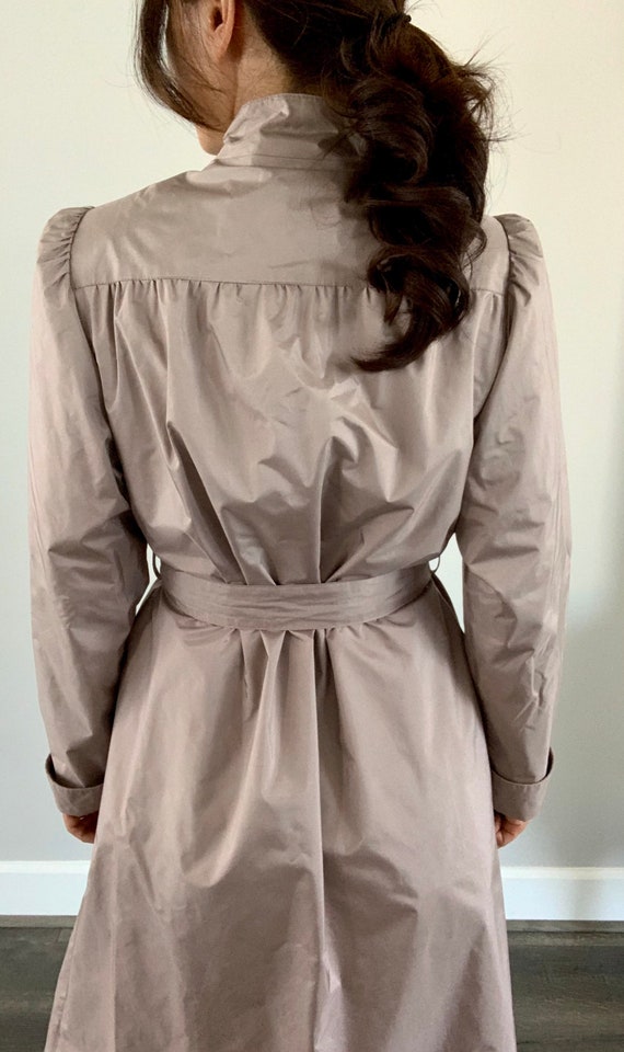 Vintage 70s Trench Coat/Belted Dress/ Mauve/size … - image 7