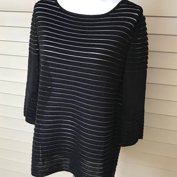 Vintage St.John Knit Top/ Size M/ Black Sweater/ Boutique Top/ everyday leisure