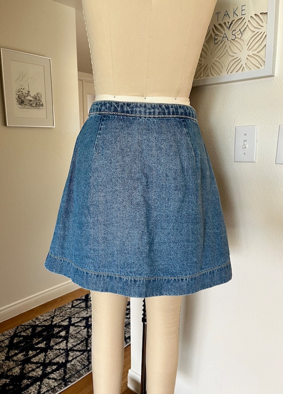 Vintage American Apparel Denim Mini Skirt/Button Front/Made in USA