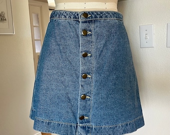 Vintage American Apparel Denim Mini Skirt/Button Front/Made in USA/ size M