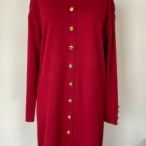 Vintage Knit Dress Jacket Coat/ Duster Sweater/burgundy Red Gold ...