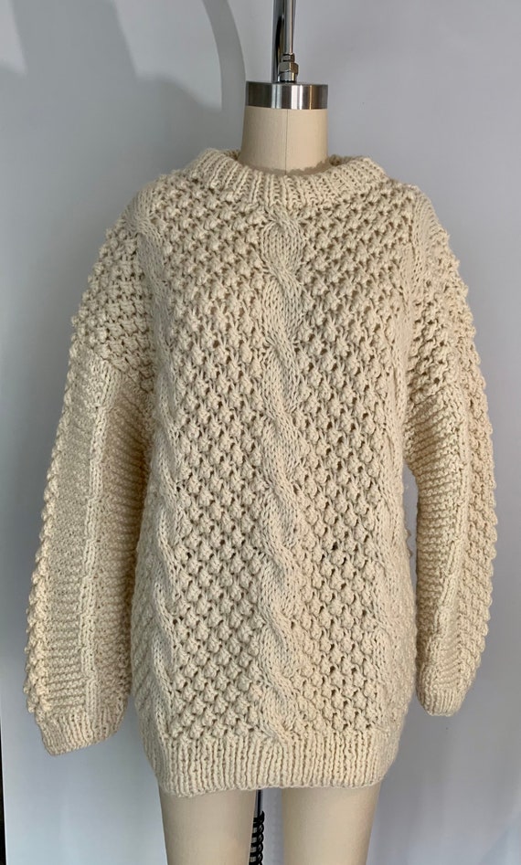 Vintage Fisherman's Wool Chunky Popcorn Cable Knit