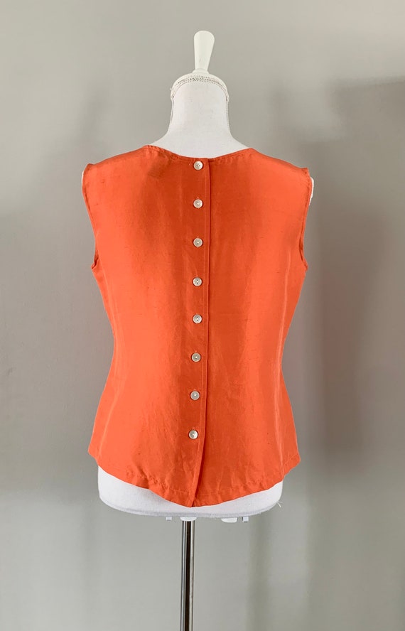 Vintage 80s Silk Back Button Cropped Top/Size Vin… - image 4